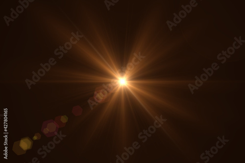 Natural, lens flare on the black background