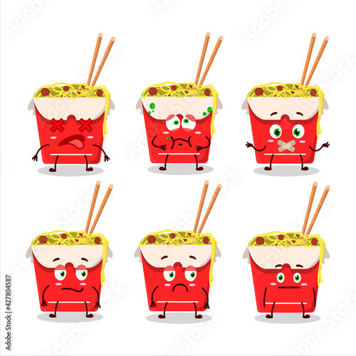 Noodles box cartoon character with nope expression