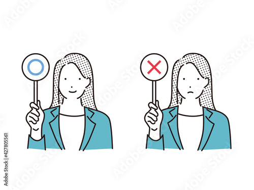 シンプル　イラスト　正解する女性