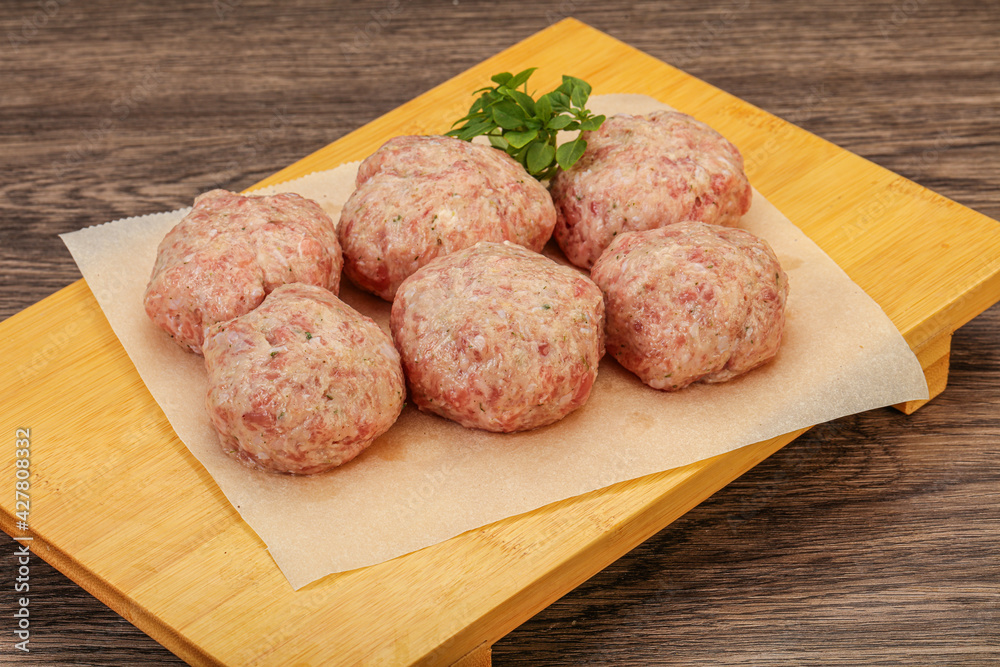 Raw turkey meatball for cooking Raw turkey meatball for cooking