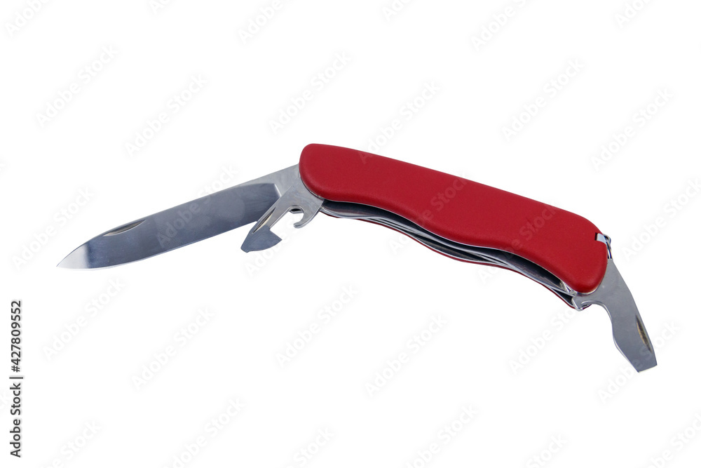 Red all purpose pocket knife isolated on white background Red all purpose pocket knife isolated on white background