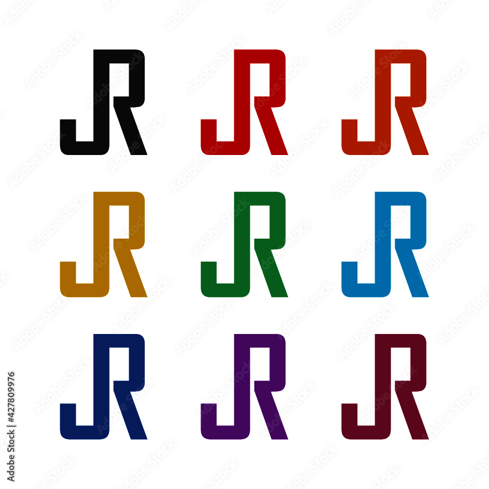 JR letter design logo isolated on white background JR letter design logo isolated on white background