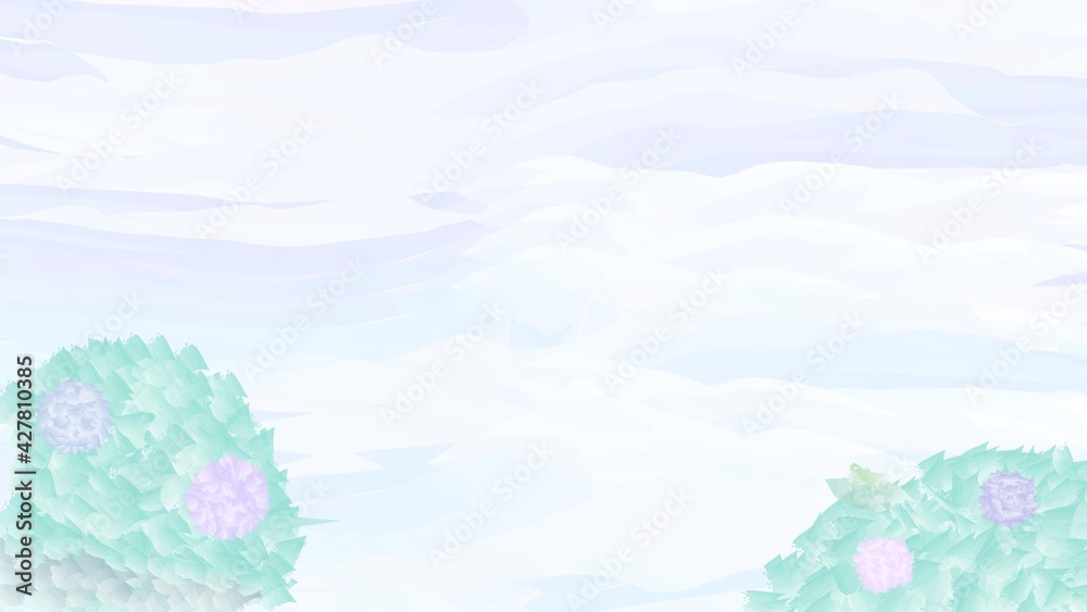 梅雨とアジサイのイラスト