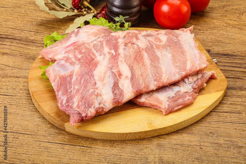 Raw pork ribs for cooking