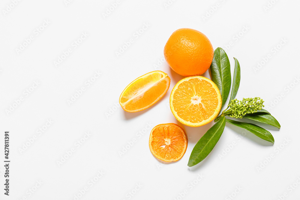 Fototapeta premium Sweet oranges on white background