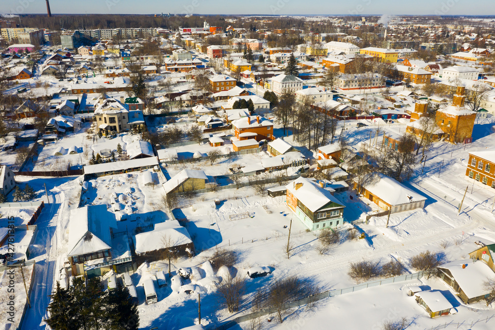City of Venev. Aerial view of the Epiphany Church. Russia