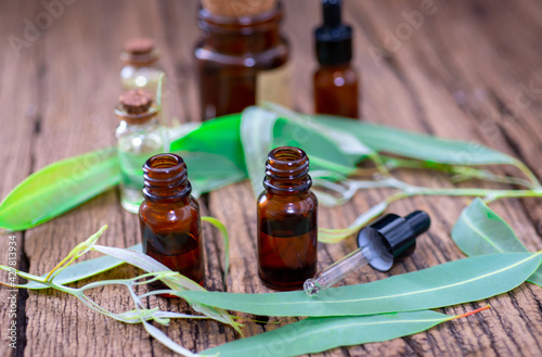 Fototapeta Naklejka Na Ścianę i Meble -  essential oil with eucalyptus oil