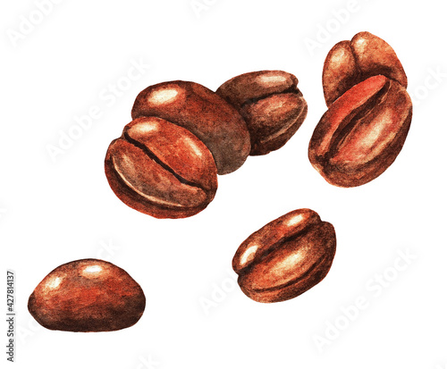 Coffee beans, watercolor 1.2