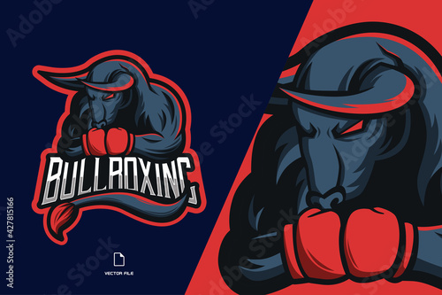 boxing bull mascot logo illustration