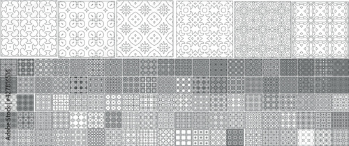 Universal different geometric seamless patterns. Endless vector texture can be used for wrapping wallpaper, pattern fills, web background,surface textures. Set of monochrome ornaments

