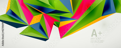 Vector triangle geometric backgrounds. Low poly 3d shape on light backdrop. Vector illustration for covers  banners  flyers and posters and other designs