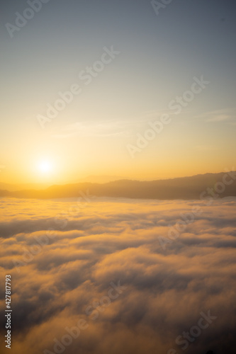 The sea of mist Ai Yerweng 090 Sunrise and sea of fog, view from AIYERWENG View Point at Yala, Thailand © kristsada