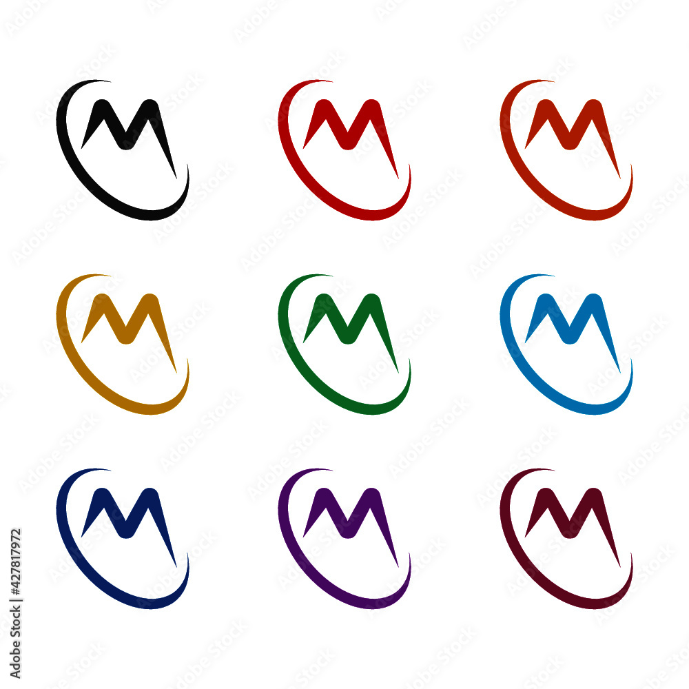 Letter M Logo Design isolated on white background color set Letter M Logo Design isolated on white background color set
