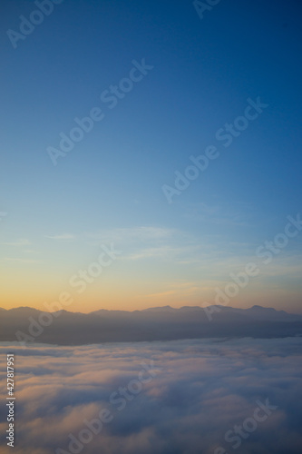 The sea of mist Ai Yerweng 093 Sunrise and sea of fog, view from AIYERWENG View Point at Yala, Thailand