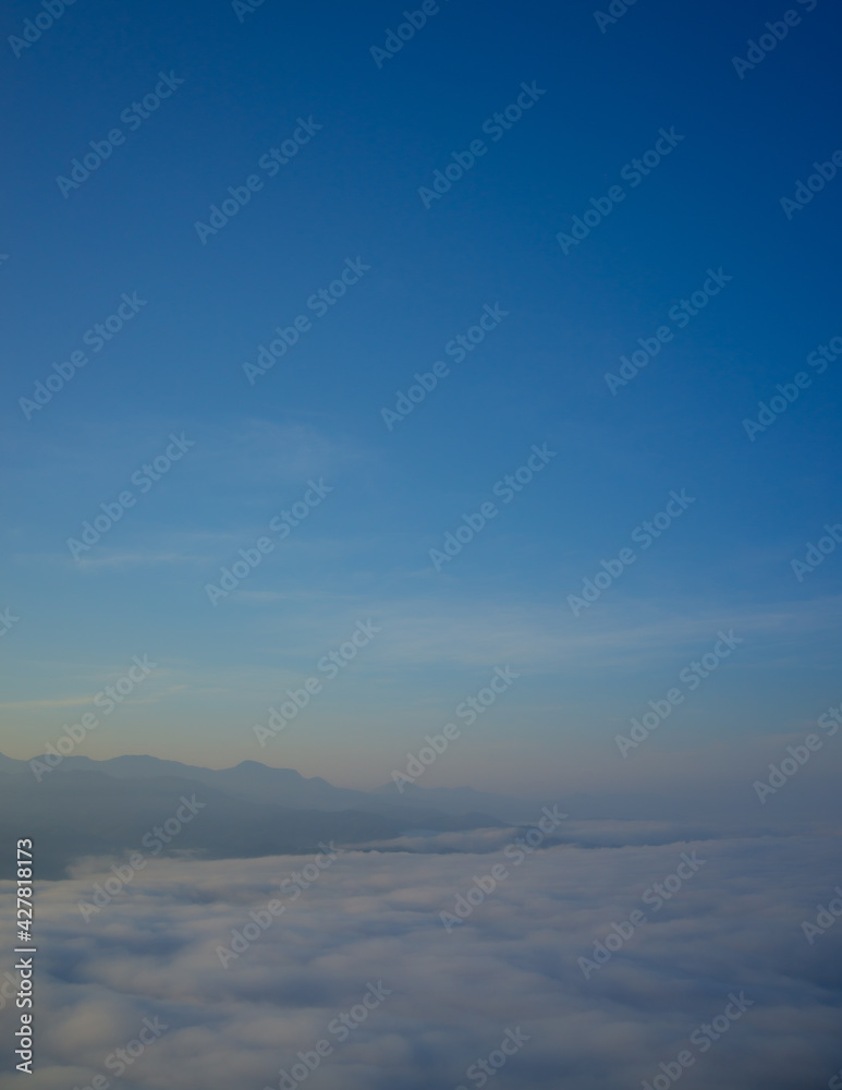The sea of mist Ai Yerweng 097 Sunrise and sea of fog, view from AIYERWENG View Point at Yala, Thailand