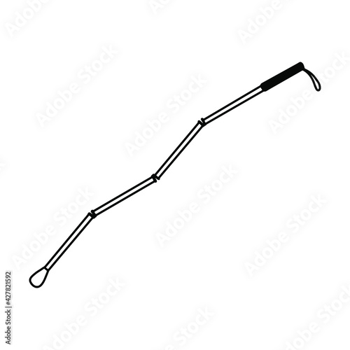 Outline Walking stick for blind people icon, doodle, black and white illustration. Vector Stock illustration.
