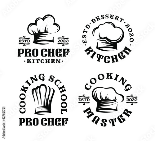 Set of logo badge hat chef in vintage design