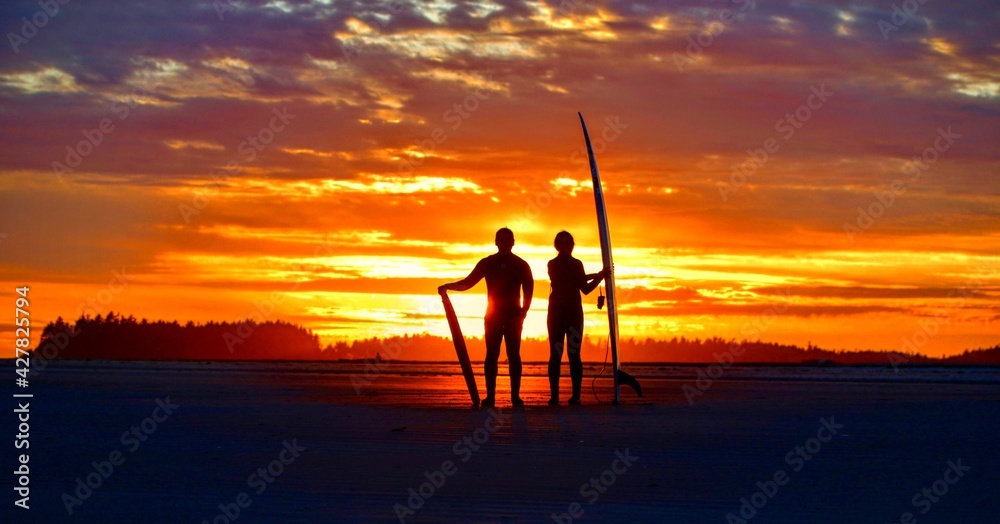 fishing at sunset