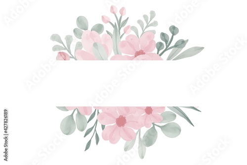 Fototapeta Naklejka Na Ścianę i Meble -  light pink floral bouquet watercolor background for greeting card