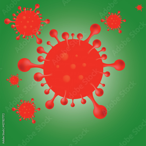 A microscope view of the floating cells of the influenza virus. Dangerous asian ncov corona virus, pandemic risk concept