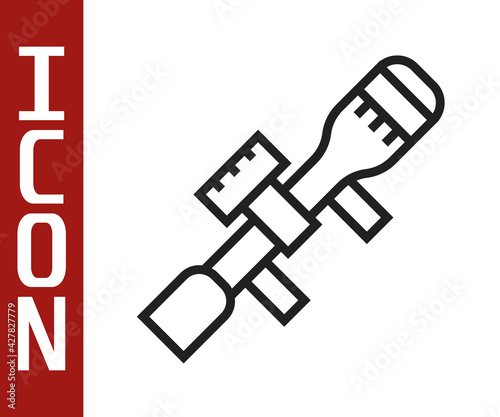Black line Sniper optical sight icon isolated on white background. Sniper scope crosshairs. Vector