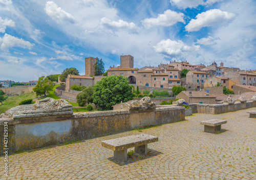 Fototapeta Naklejka Na Ścianę i Meble -  Tuscania (Italy) - A view of gorgeous etruscan and medieval town in province of Viterbo, Tuscia, Lazio region, tourist attraction for many churches and lovely historical center.