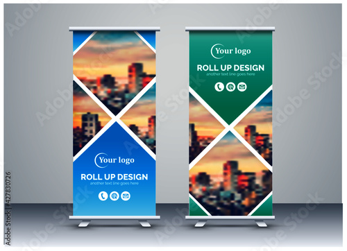 Roll up banner, Standee banner Design - Editable Template photo
