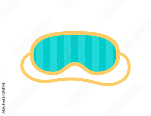 Sleep mask for eyes with stripes. Night accessory to sleep, travel and recreation. A symbol of pajama party. Isolated vector illustration on white background