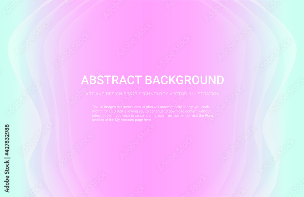 Light pastel abstract background vector template. Soft illustration, transparent waves. Pink, turquoise landing page