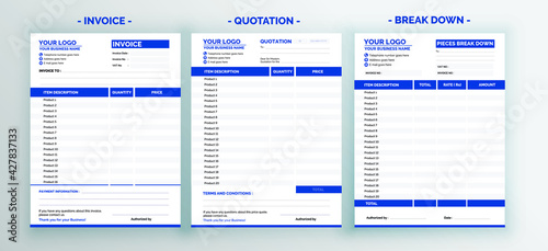Minimalist  vector quotation, Invoice and Break down template