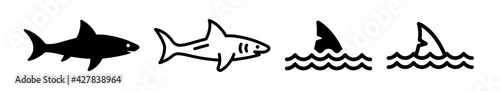 Set of shark and fin vector illustration isolated icons.