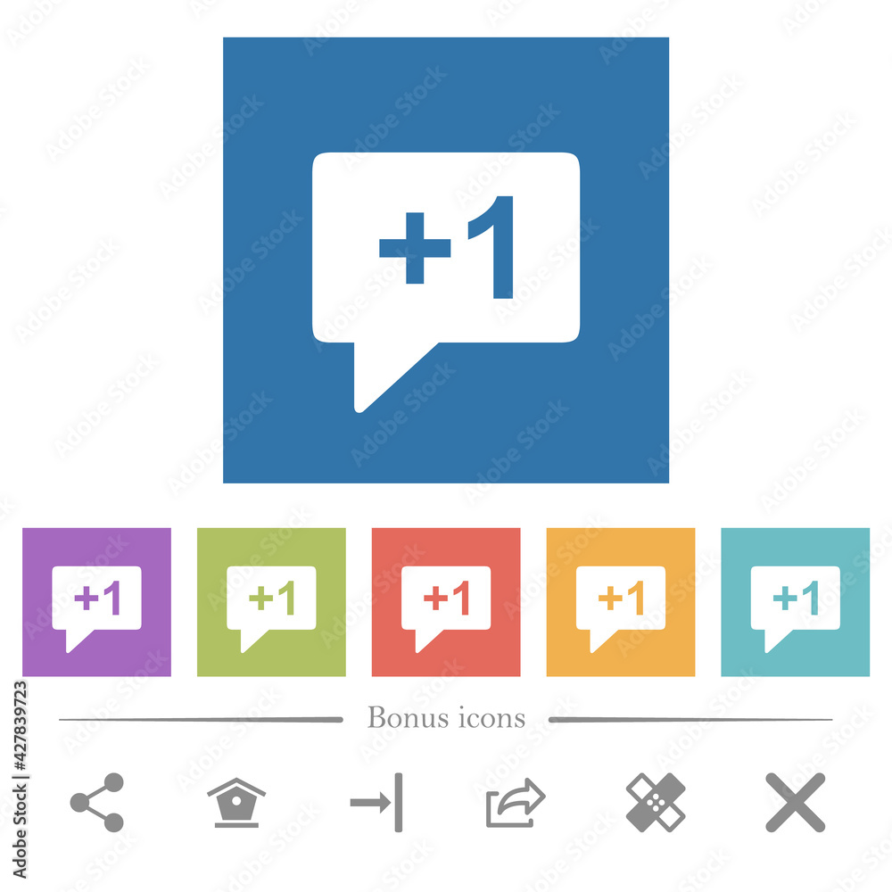 Plus one sign flat white icons in square backgrounds Plus one sign flat white icons in square backgrounds