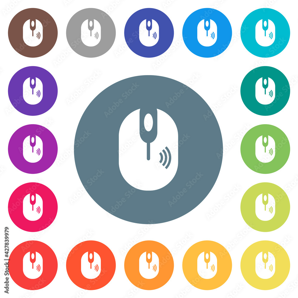 Wireless computer mouse flat white icons on round color backgrounds Wireless computer mouse flat white icons on round color backgrounds