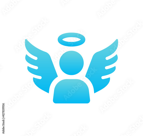 Angel wings and halo icon vector.