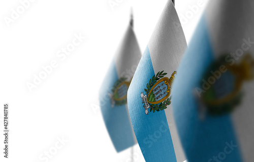 Small national flags of the San Marino on a white background photo