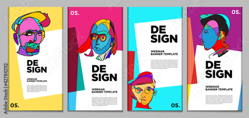 Vector webinar banner template with colorful abstract shape