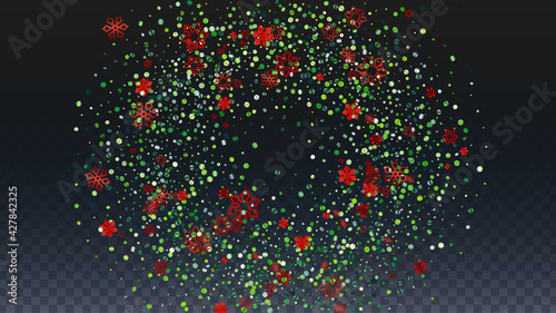 Christmas Vector Background with Falling Glitter Snowflakes and Stars. Isolated on Transparent. Realistic Snow Twinkly Pattern. Glitter Overlay Print. Winter Party. Design for Banner, Poster.