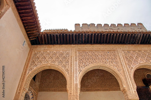 Detail of the famous Alhambra palace Granada Andalusia Spain.