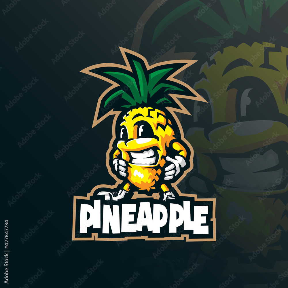 Pineapple mascot logo design vector with modern illustration concept style for badge, emblem and t shirt printing. Smart pineapple illustration.