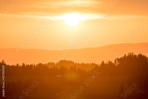 sunset light in the hills of Emmental