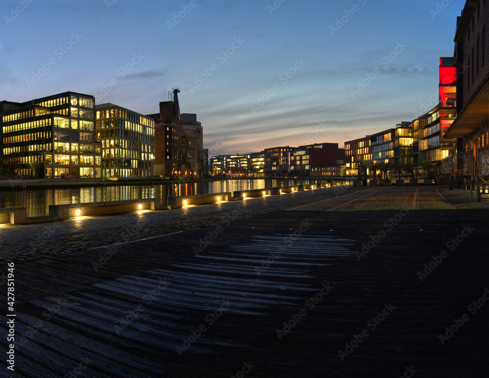 Muenster, Nordrhein-Westfalen - Germany - Muenster Hafen Hafenviertel blue Hour