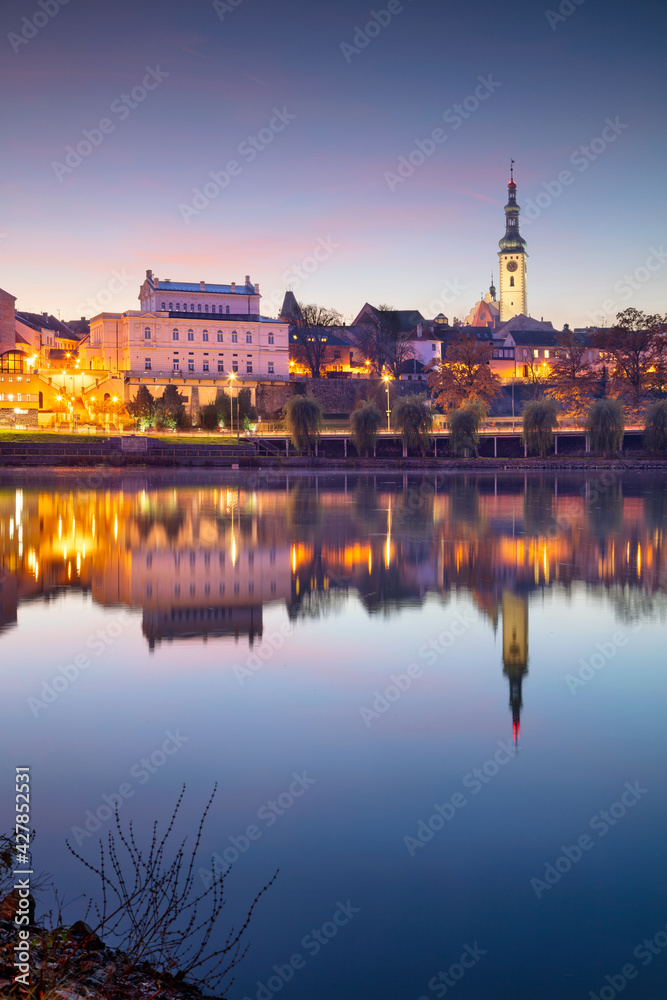 Tabor, Czech Republic. Cityscape image of Tabor, Czechia at beautiful autumn sunset.