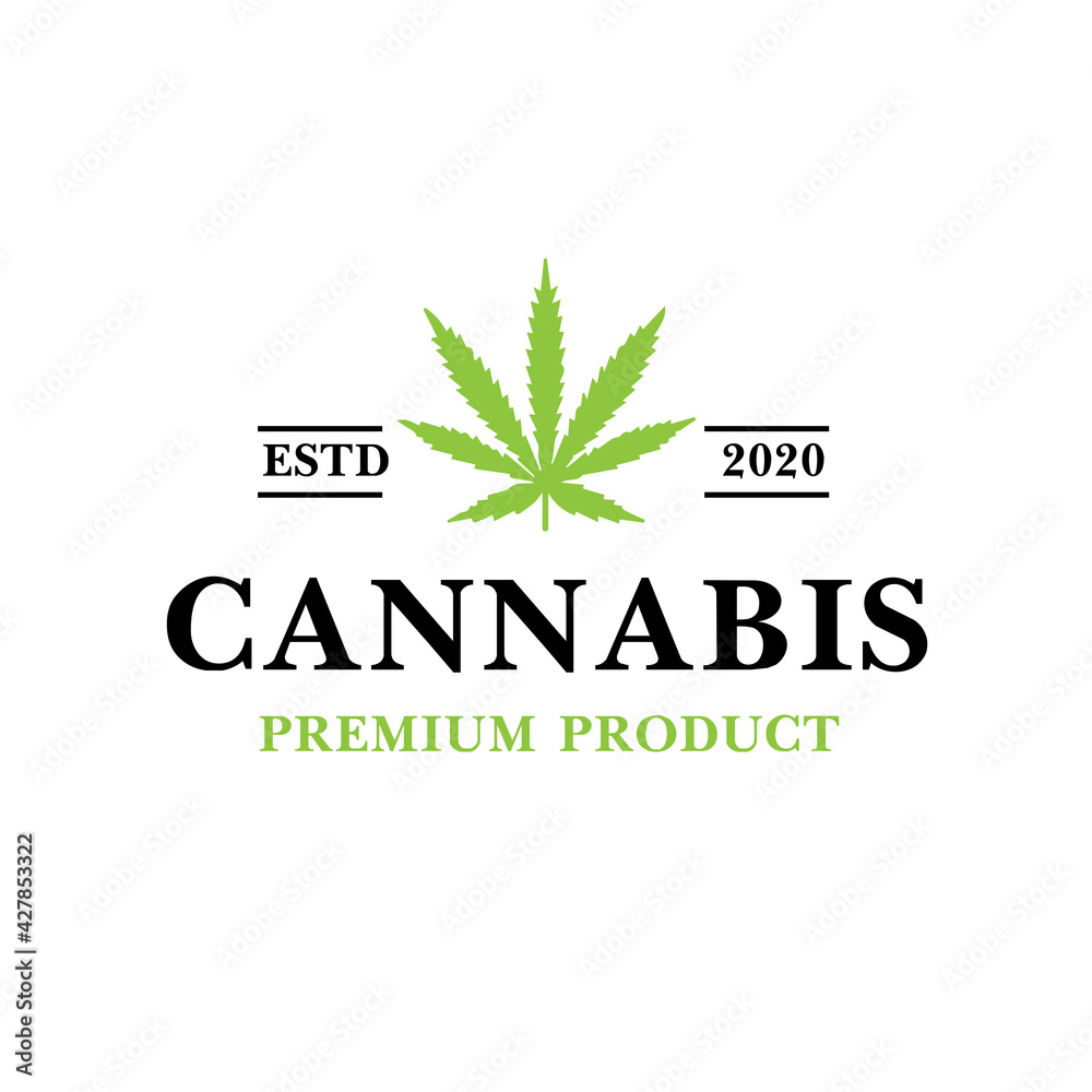 Vintage Marijuana label design, Cannabis Health and Medical therapy, vector illustration