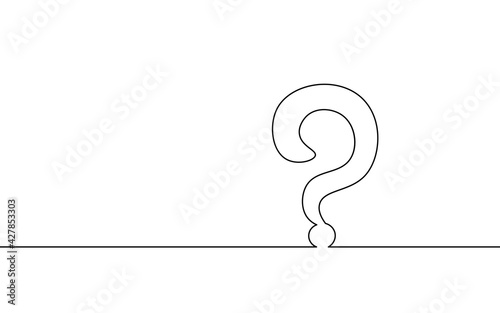 Single continuous line art question mark icon. Online ask test query concept silhouette symbol design. One sketch outline drawing vector illustration