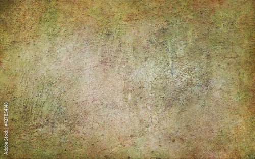 Dirty dark old poster with cracks and scratches. Old surface background illustration with soft blurred watercolor texture. Template for design. Handmade textured backdrop. Vintage grunge templates.