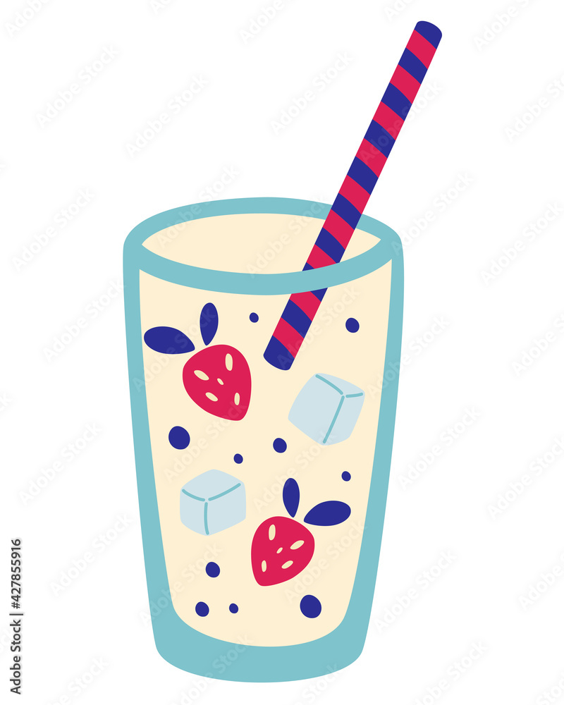 Сocktail with strawberries and ice. Fresh strawberry smoothie. Cocktail mojito with strawberries booze for bar. Design elements for card, flyers, menu, bar, posters. Summer drinks. Vector illustration Сocktail with strawberries and ice. Fresh strawberry smoothie. Cocktail mojito with strawberries booze for bar. Design elements for card, flyers, menu, bar, posters. Summer drinks. Vector illustration
