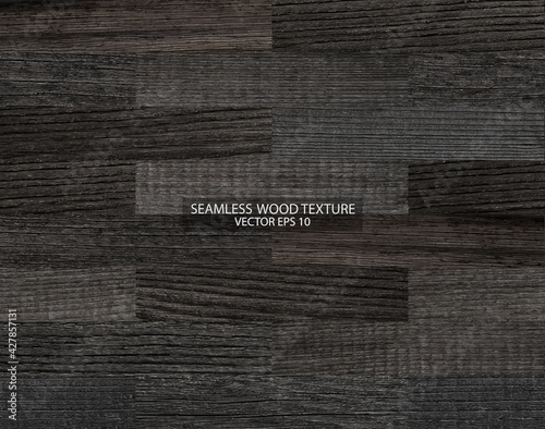 Seamless old dark parquet floor texture close-up. Wooden background, EPS 10 vector.