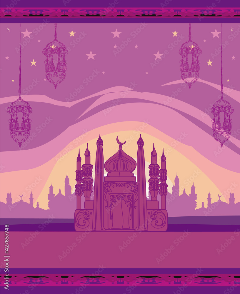 Ramadan background - mosque illustration card