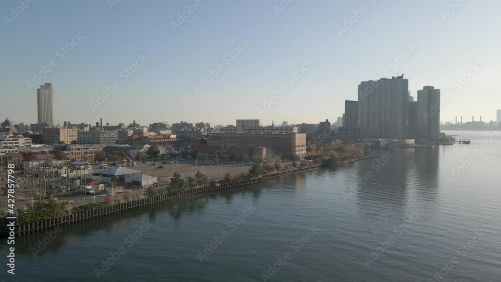 Aerial view of East River and Hunters Point, Queens, NY Aerial view of East River and Hunters Point, Queens, NY