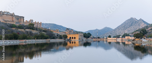 Amer Fort is located in Amer, a town with an area of 4 sq. kilometres, not far from Jaipur, Rajasthan state, India. Located high on a hill, it is the principal tourist attraction in the Jaipur